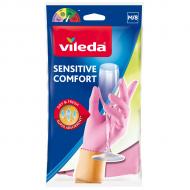 Рукавички латексні VILEDA Sensitive Comfort стандартні р. M 1 пар/уп. рожеві